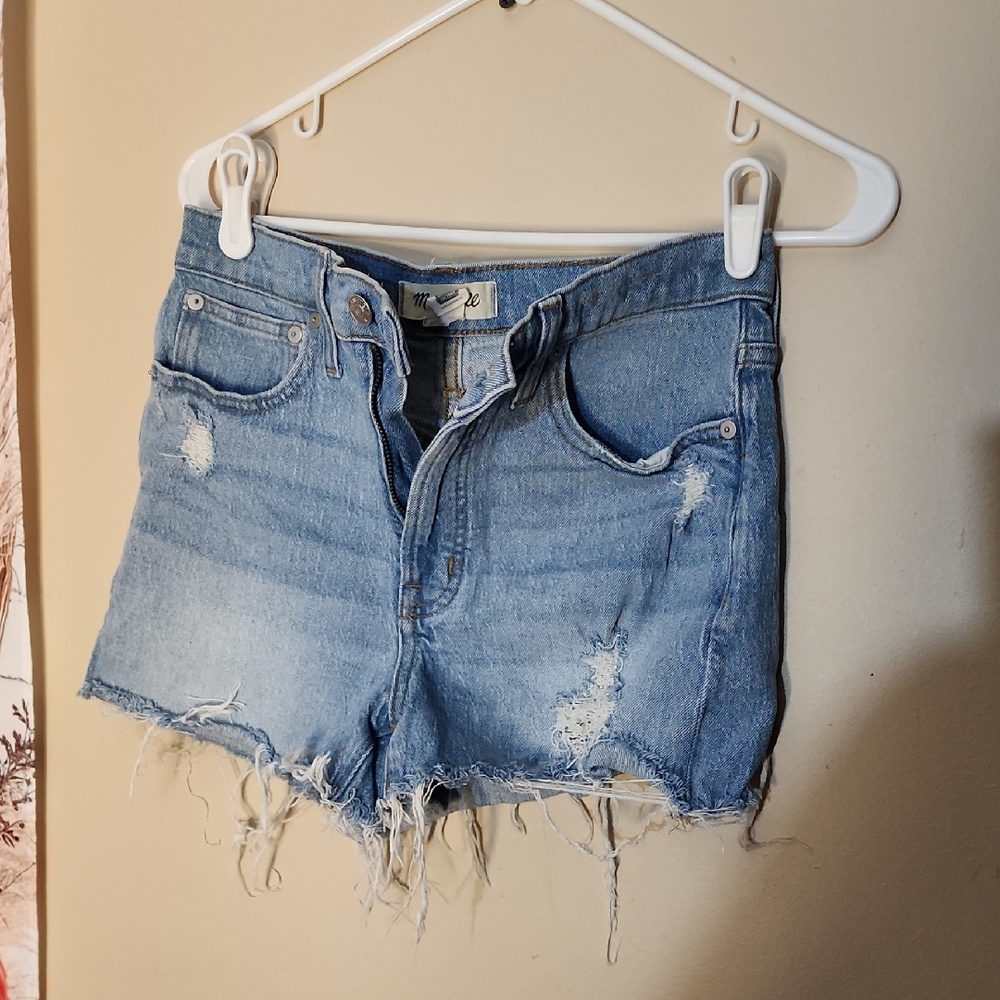 Madewell Light Blue Distressed Jean Shorts